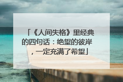 《人间失格》里经典的四句话:绝望的彼岸,一定充满了希望