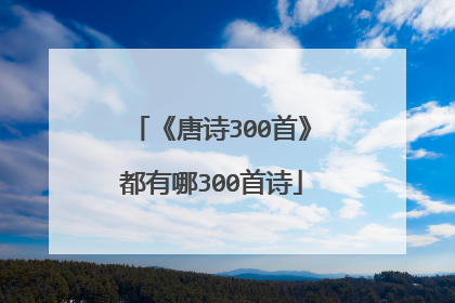《唐诗300首》都有哪300首诗