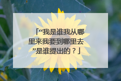 “我是谁我从哪里来我要到哪里去”是谁提出的？