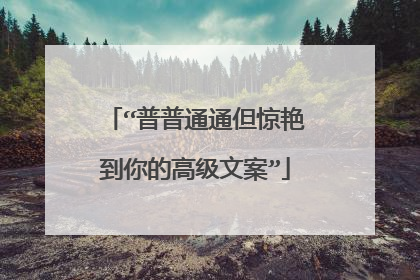 “普普通通但惊艳到你的高级文案”