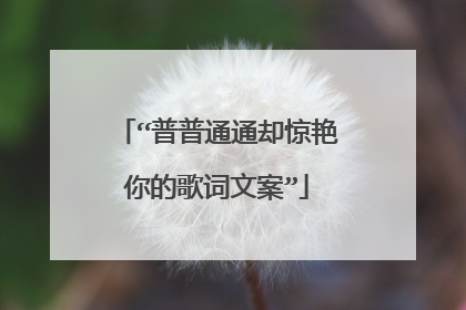 “普普通通却惊艳你的歌词文案”