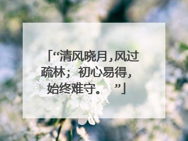 “清风晓月,风过疏林; 初心易得,始终难守。 ”