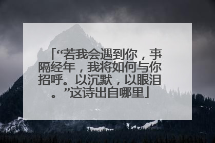 “若我会遇到你,事隔经年,我将如何与你招呼。以沉默,以眼泪。”这诗出自哪里
