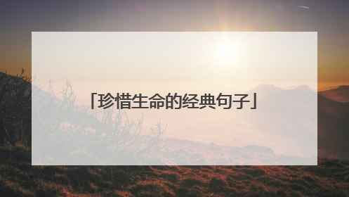 珍惜生命的经典句子