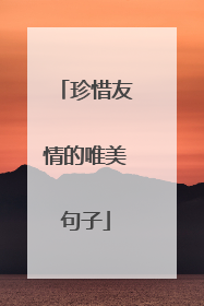 珍惜友情的唯美句子