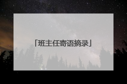 班主任寄语摘录