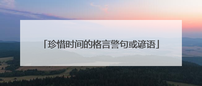 珍惜时间的格言警句或谚语