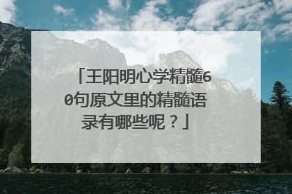 王阳明心学精髓60句原文里的精髓语录有哪些呢?