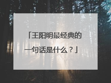 王阳明最经典的一句话是什么?