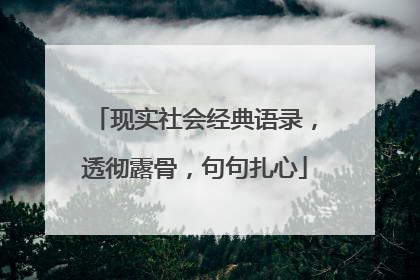 现实社会经典语录,透彻露骨,句句扎心