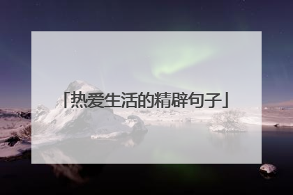 热爱生活的精辟句子