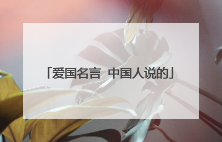 爱国名言 中国人说的