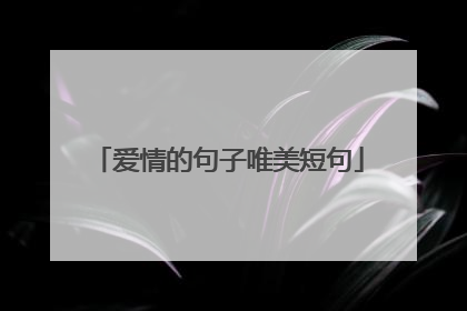 爱情的句子唯美短句