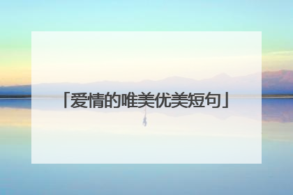 爱情的唯美优美短句