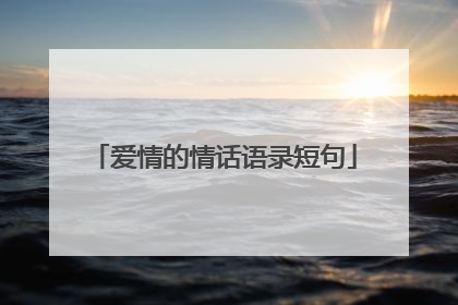 爱情的情话语录短句