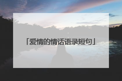 爱情的情话语录短句