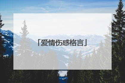 爱情伤感格言