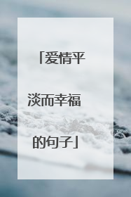 爱情平淡而幸福的句子