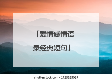 爱情感情语录经典短句
