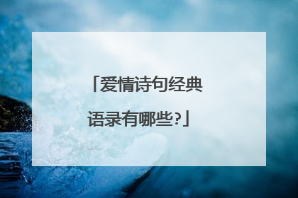 爱情诗句经典语录有哪些?