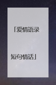 爱情语录短句情话