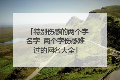 特别伤感的两个字名字 两个字伤感难过的网名大全
