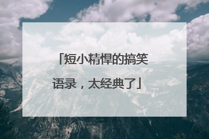 短小精悍的搞笑语录,太经典了