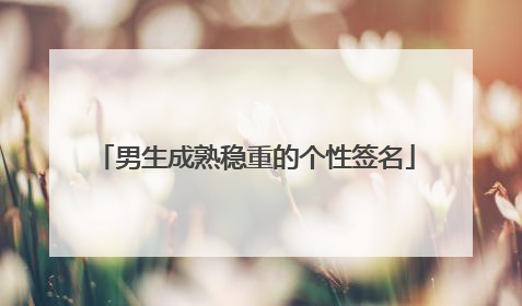 男生成熟稳重的个性签名