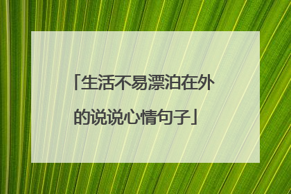 生活不易漂泊在外的说说心情句子