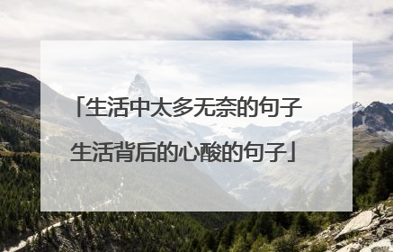 生活中太多无奈的句子 生活背后的心酸的句子