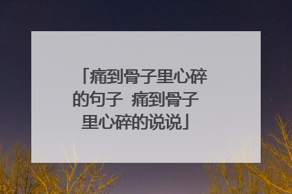 痛到骨子里心碎的句子 痛到骨子里心碎的说说