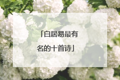 白居易最有名的十首诗