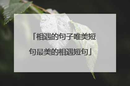 相遇的句子唯美短句最美的相遇短句