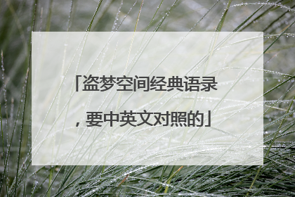 盗梦空间经典语录,要中英文对照的