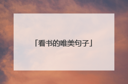 看书的唯美句子