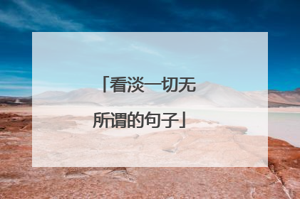 看淡一切无所谓的句子