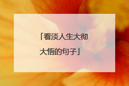 看淡人生大彻大悟的句子