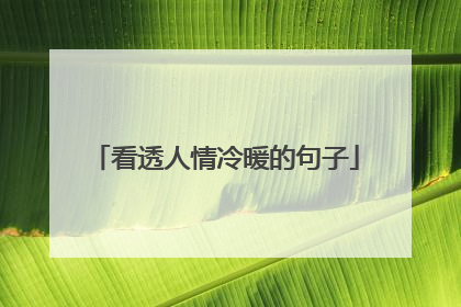 看透人情冷暖的句子