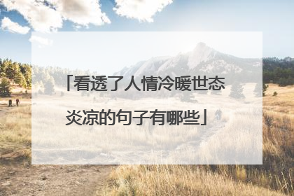 看透了人情冷暖世态炎凉的句子有哪些