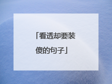 看透却要装傻的句子
