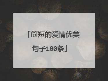 简短的爱情优美句子100条