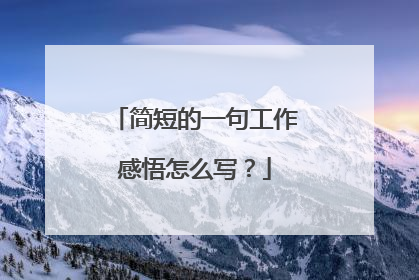 简短的一句工作感悟怎么写?