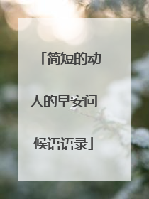 简短的动人的早安问候语语录