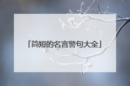 简短的名言警句大全