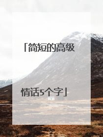 简短的高级情话5个字