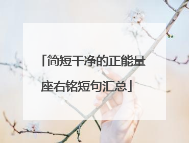 简短干净的正能量座右铭短句汇总