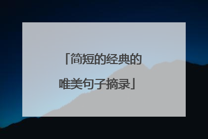 简短的经典的唯美句子摘录