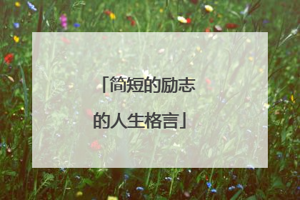 简短的励志的人生格言