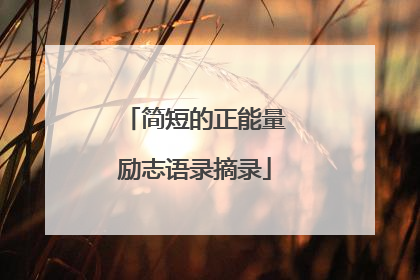 简短的正能量励志语录摘录