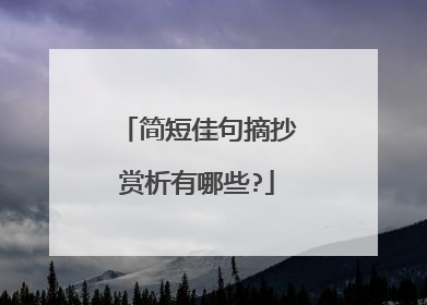 简短佳句摘抄赏析有哪些?